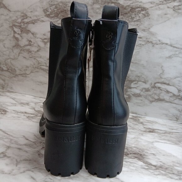 SAM&LIBBY Women's Camila Block Heel Chunky Chelsea Boot Black Size 8 Side zip - Picture 7 of 12